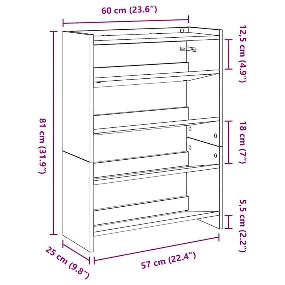 Scaffale per scarpe nero, 60x25x81 cm – moderno e versatile, adatto a ogni arredamento, regalo elegante