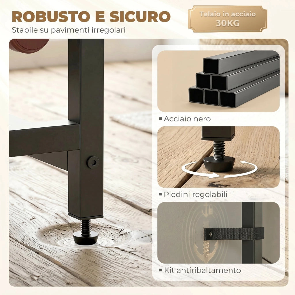 Mobile Bar con Cassetto e Portabicchieri ¨C Minimal ¨C Marrone Rustico