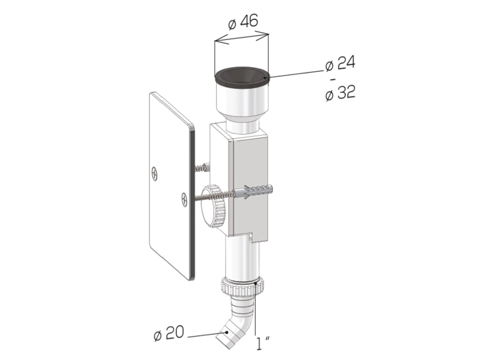 SIFONE SCARICO CONDENSA AD INCASSO PIASTRA INOX- 1 x 46- GHIDI- pezzi 1