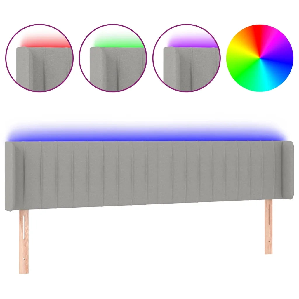 Testiera | Testata a LED Grigio Chiaro 163x16x78/88 cm in Tessuto