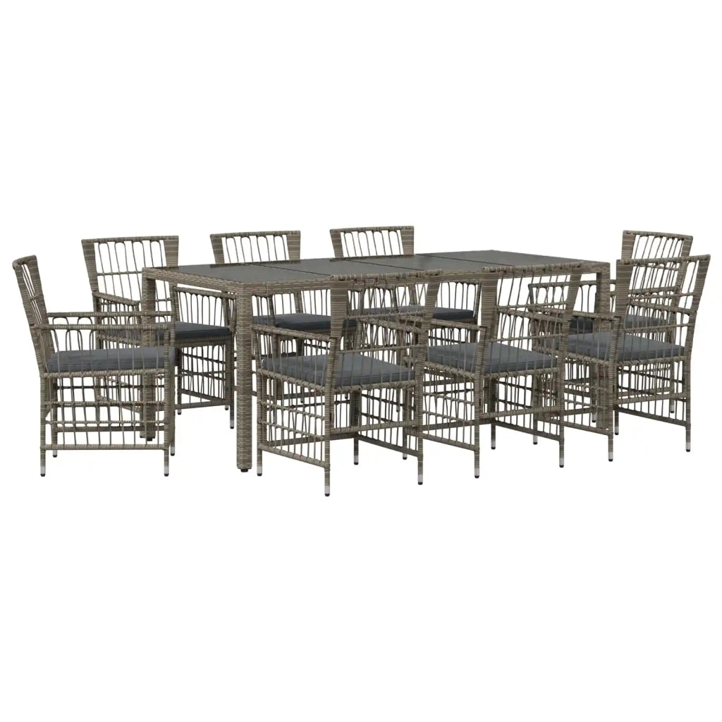 Set da pranzo per esterni 9 pz Grigio polyrattan 3448943