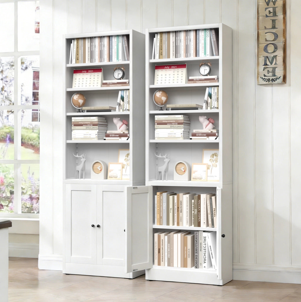 Libreria in metallo 180,34 cm con 5 ripiani regolabili e anta bianca HAVRYA
