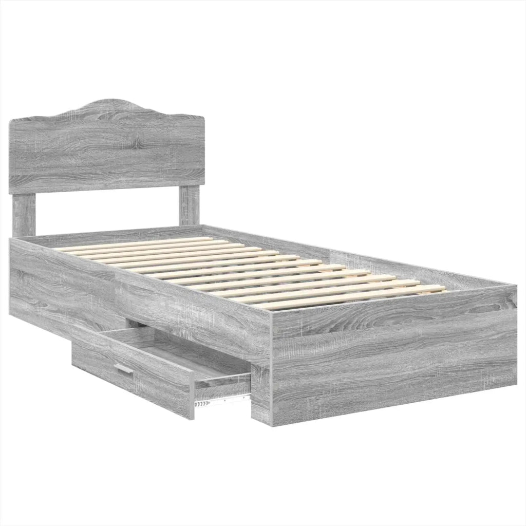 Letto singolo | Letto per adulti | Struttura del letto Grigio Sonoma 90 x 190 cm Legno multistrato