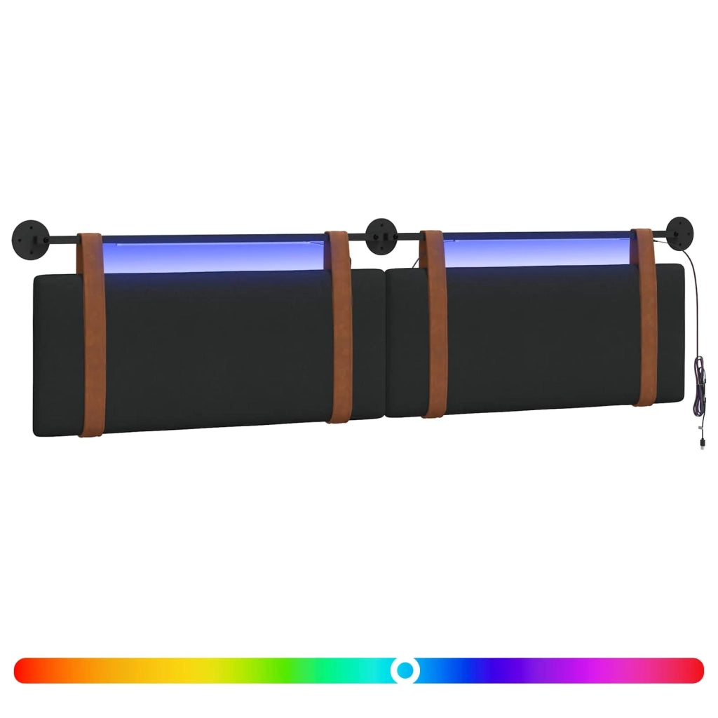 Testiera | Testata sospesa Con luce LED Nero PU Antico