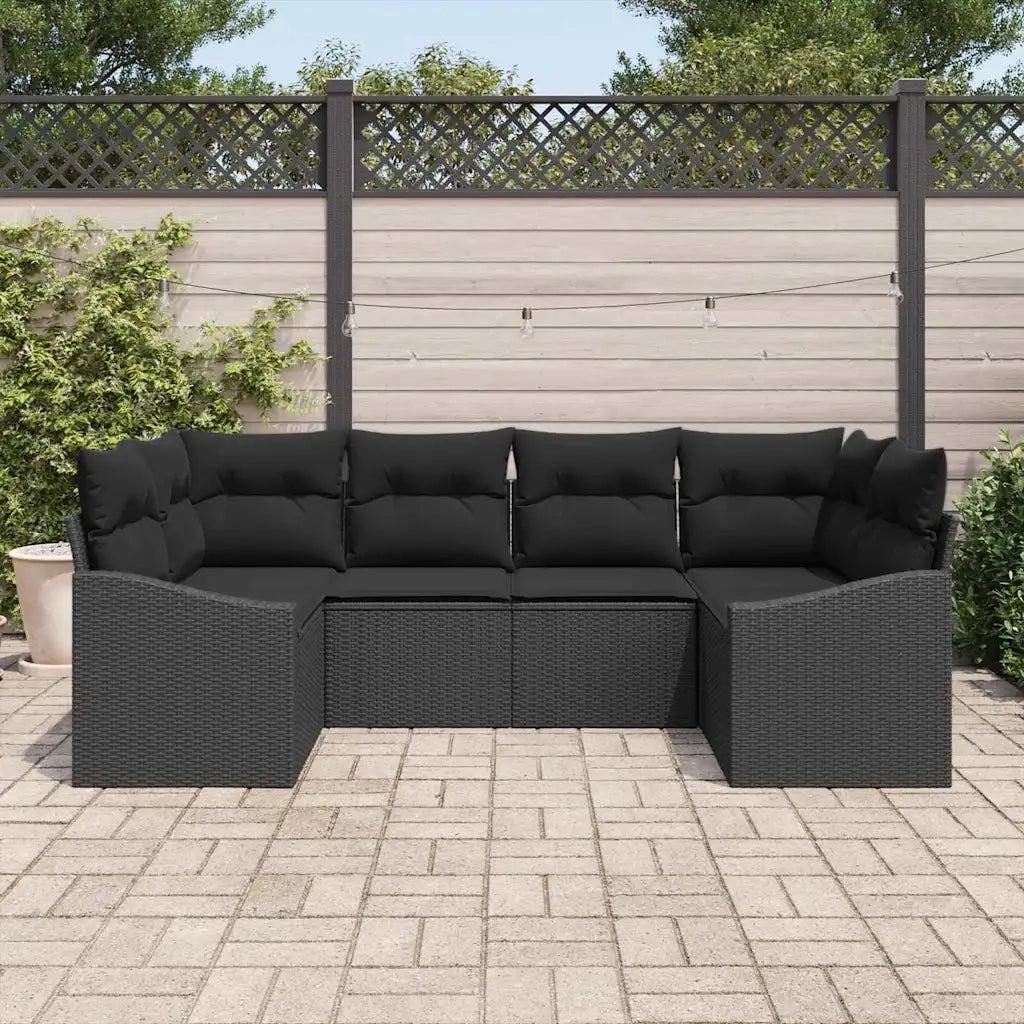 Set Divano da Giardino con archiviazione 6 pcs Nero polyrattan 3355532