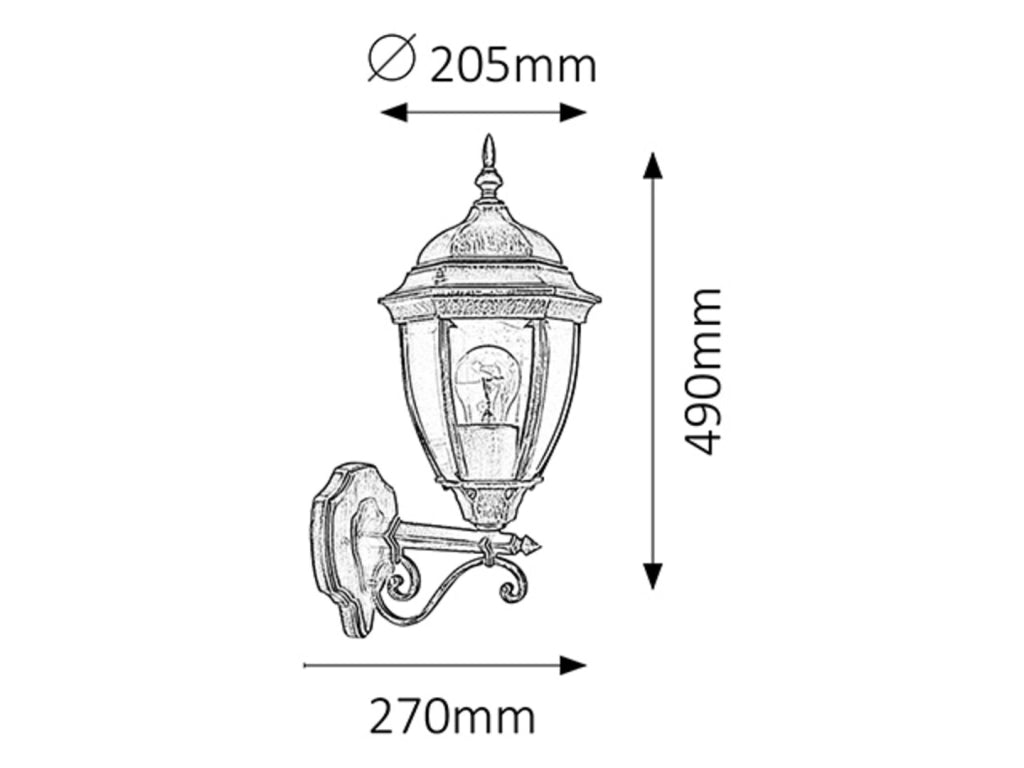 Applique esterna classica Toronto oro anticato E27 IP44