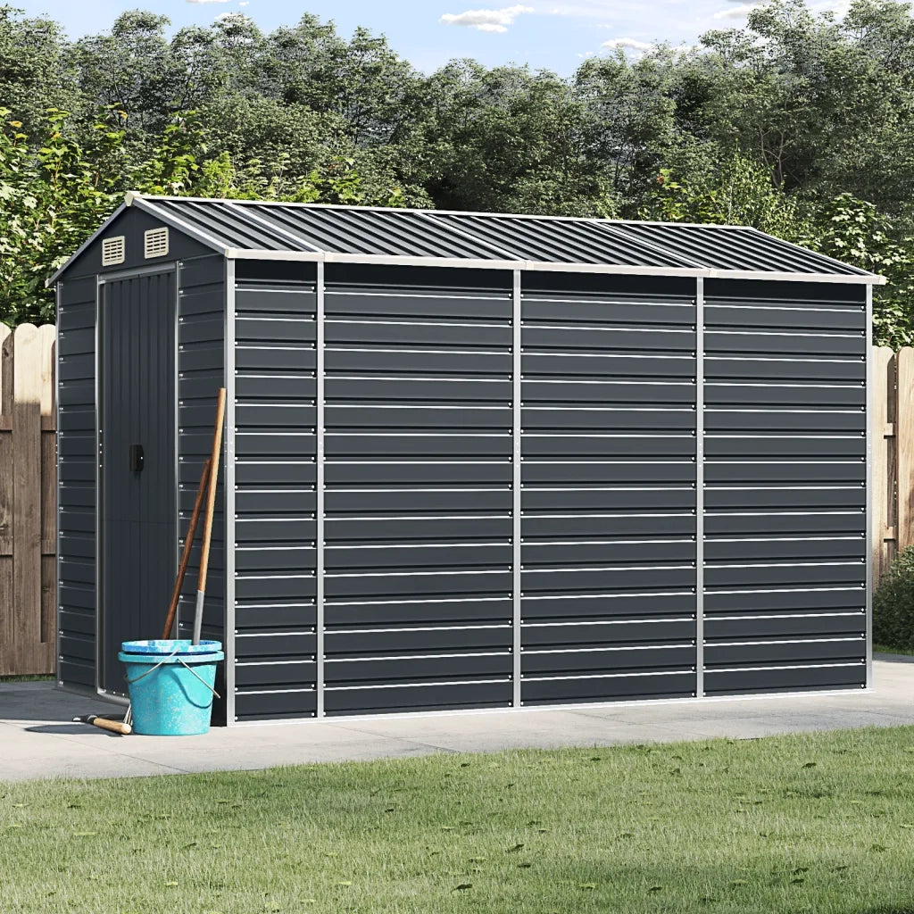Capanno da Giardino Antracite 191x300x198 cm in Acciaio Zincato 3188255