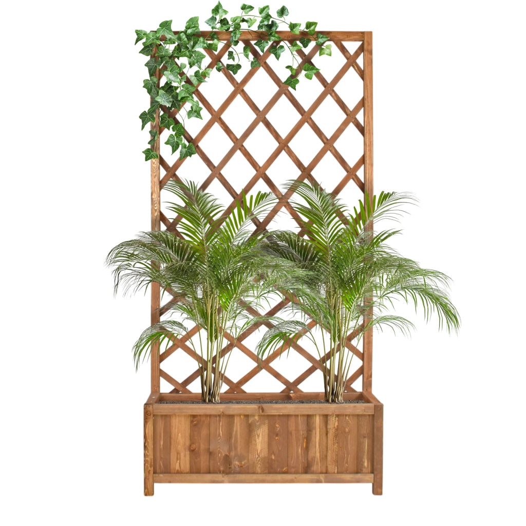Dorothy - Fioriera in legno di cedro impregnato con spalliera H180 cm - ebony