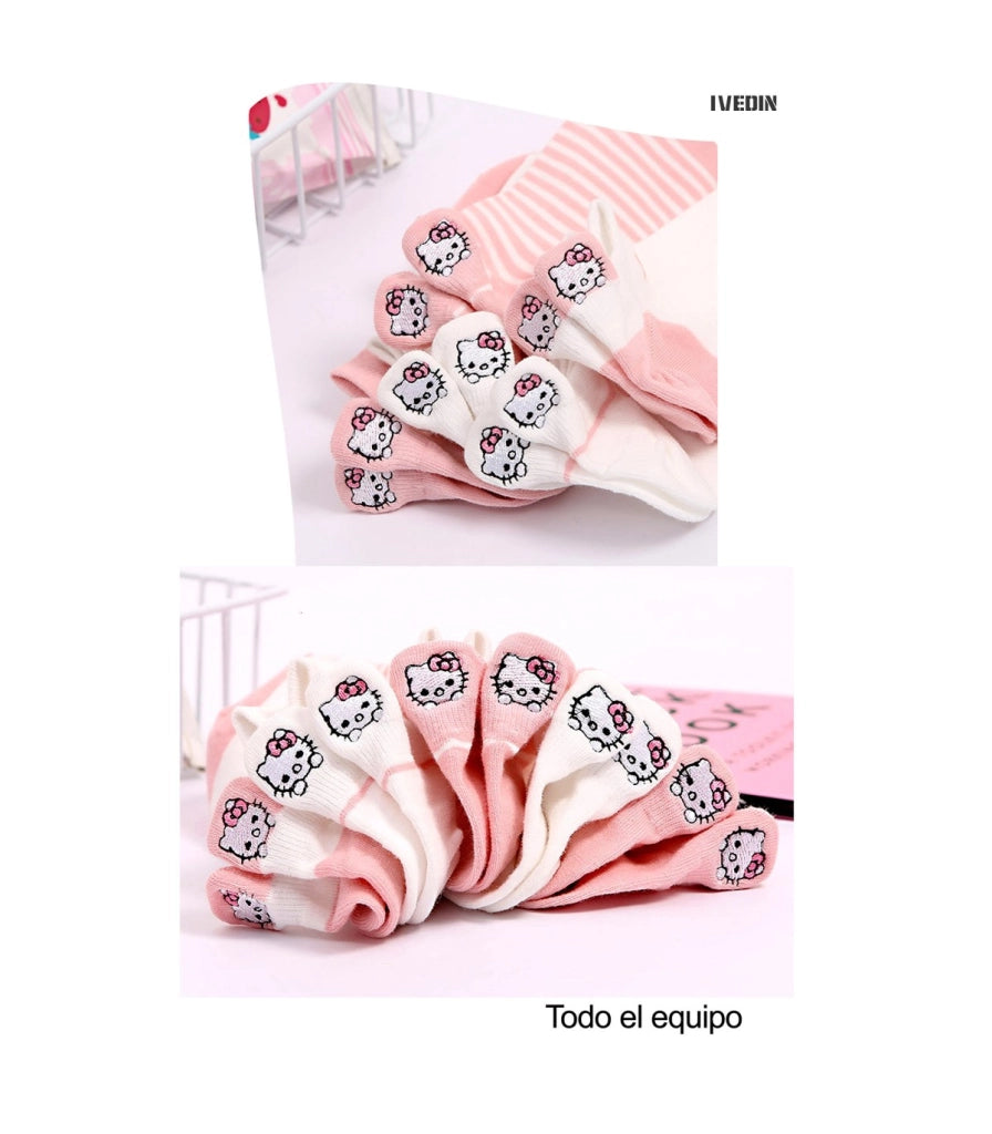 Calzini Bassi in Cotone con Gatti Ricamati | Gattini sul Tallone | Taglia Unica 35–40 EU