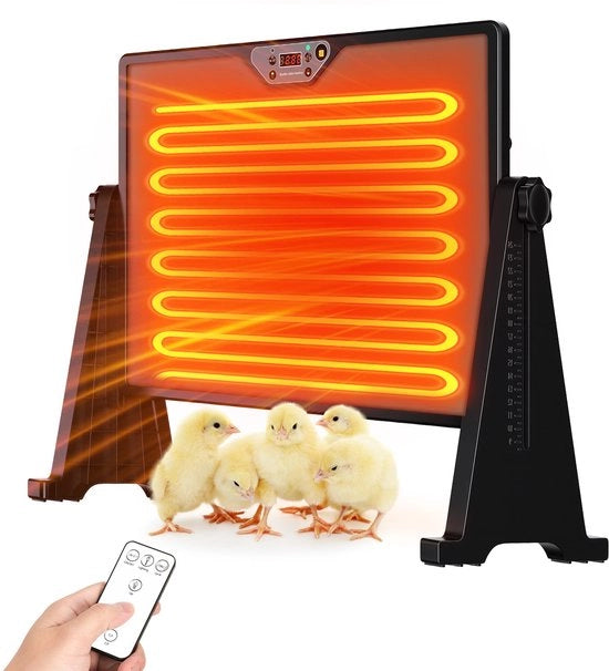 Pannello riscaldante 300W a doppia faccia per pulletti - Nero con telecomando e regolazione della temperatura