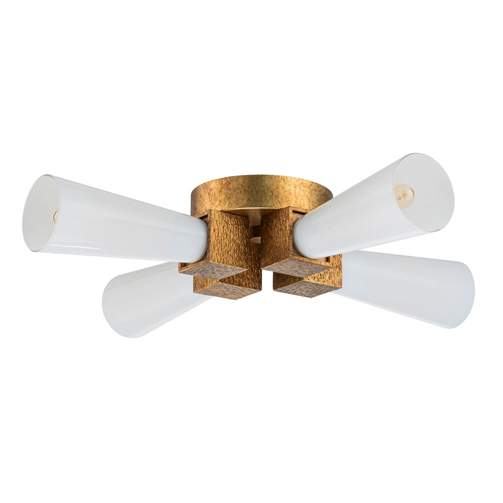 Plafoniera Art Déco Kristy oro opalina 4 luci E27 Elstead