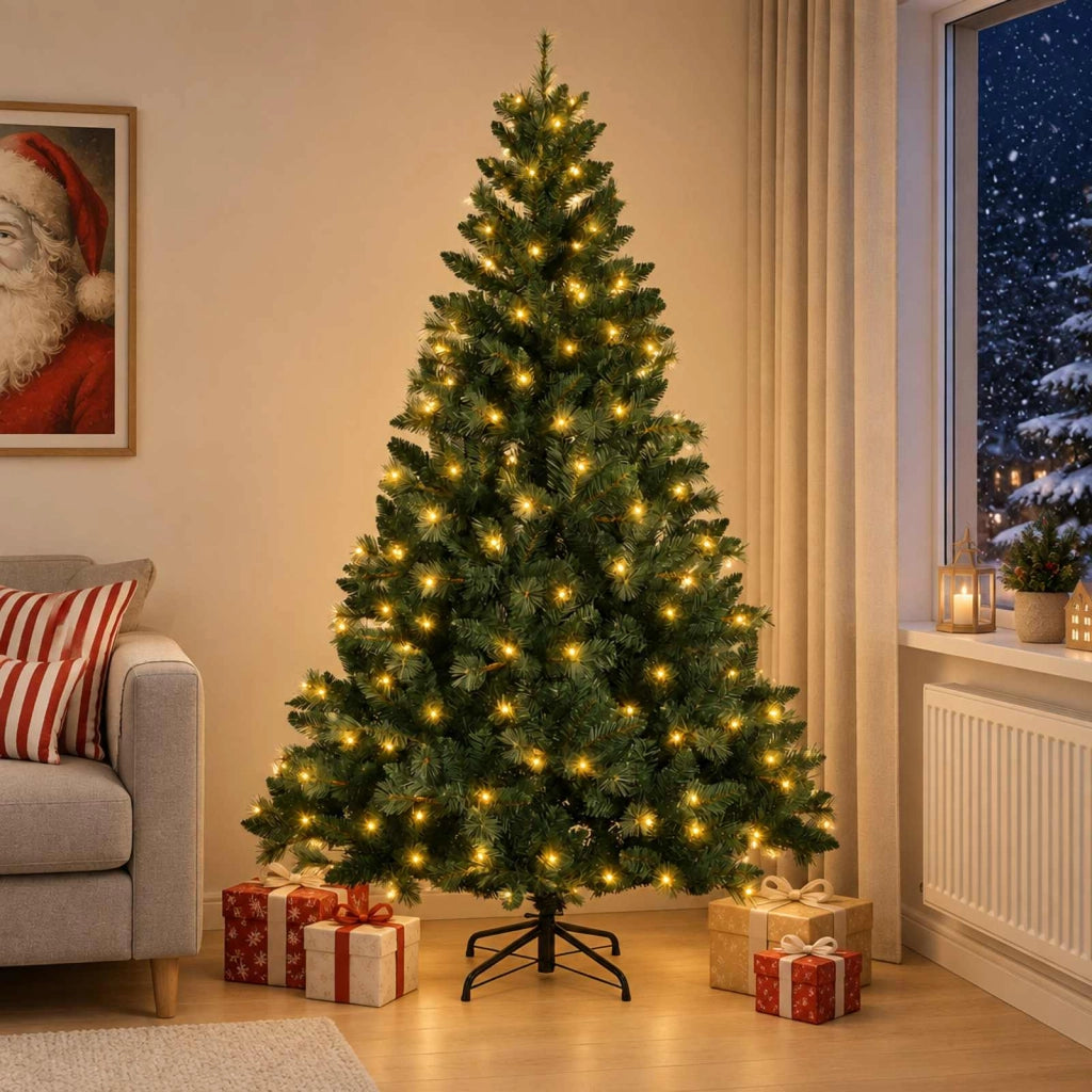 Albero di Natale Artificiale con Rami Pieghevoli 210 cm 300 LED 3466262