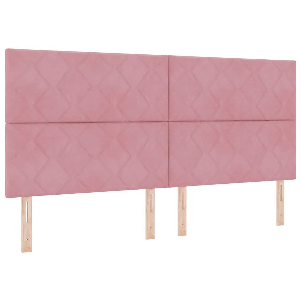 Letto a molle con materasso Rosa 200 x 200 cm Velluto