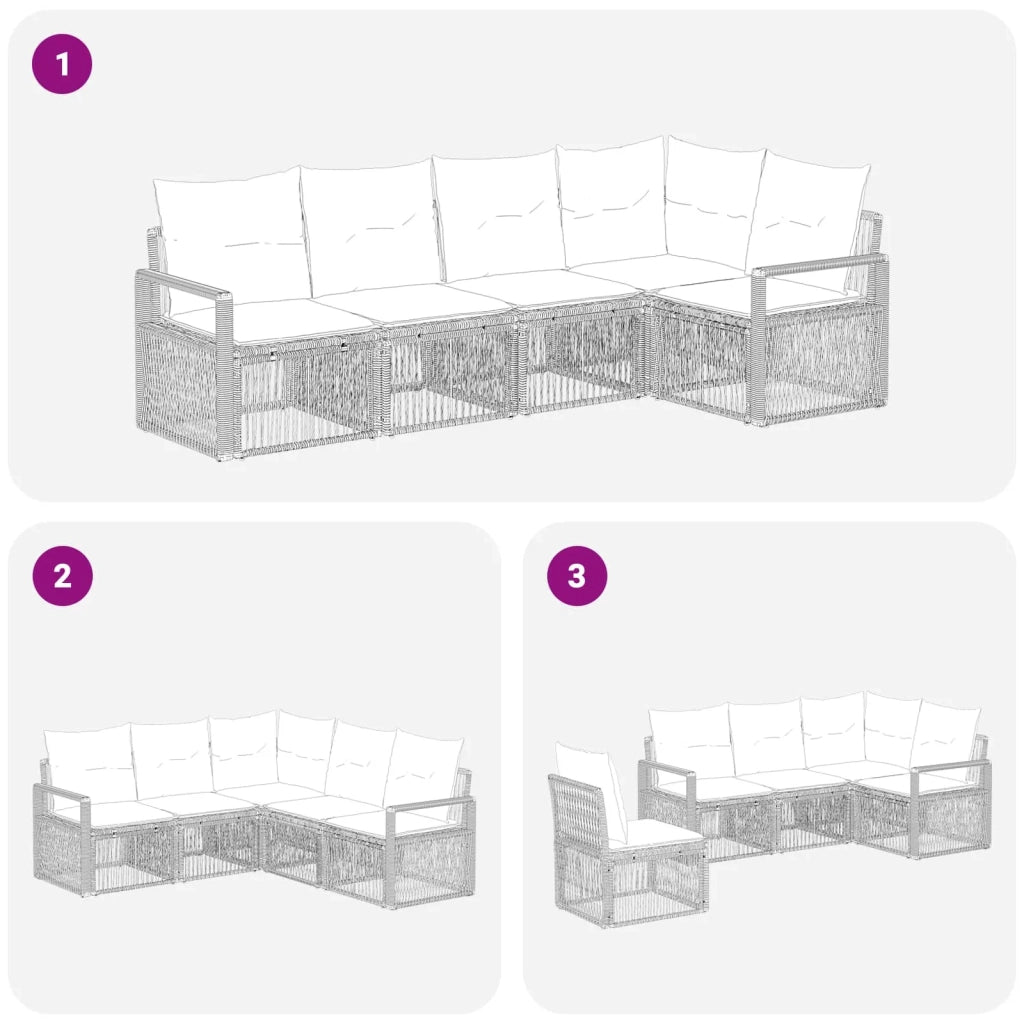 Set Divano da Giardino 5 pz Beige polyrattan 3435711