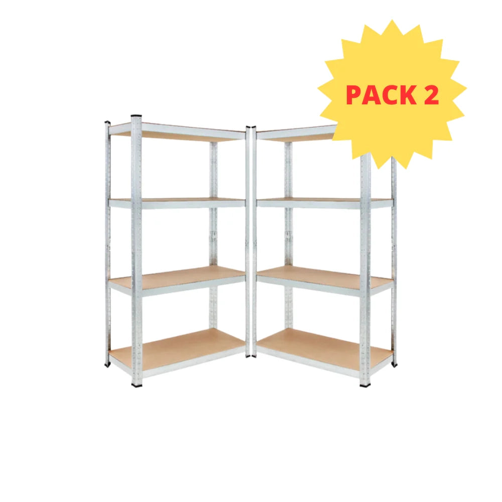 KIT 2 Scaffali in MDF Zincato 4 Ripiani: 75x30x150cm Portata 400KG (100kg a Ripiano)