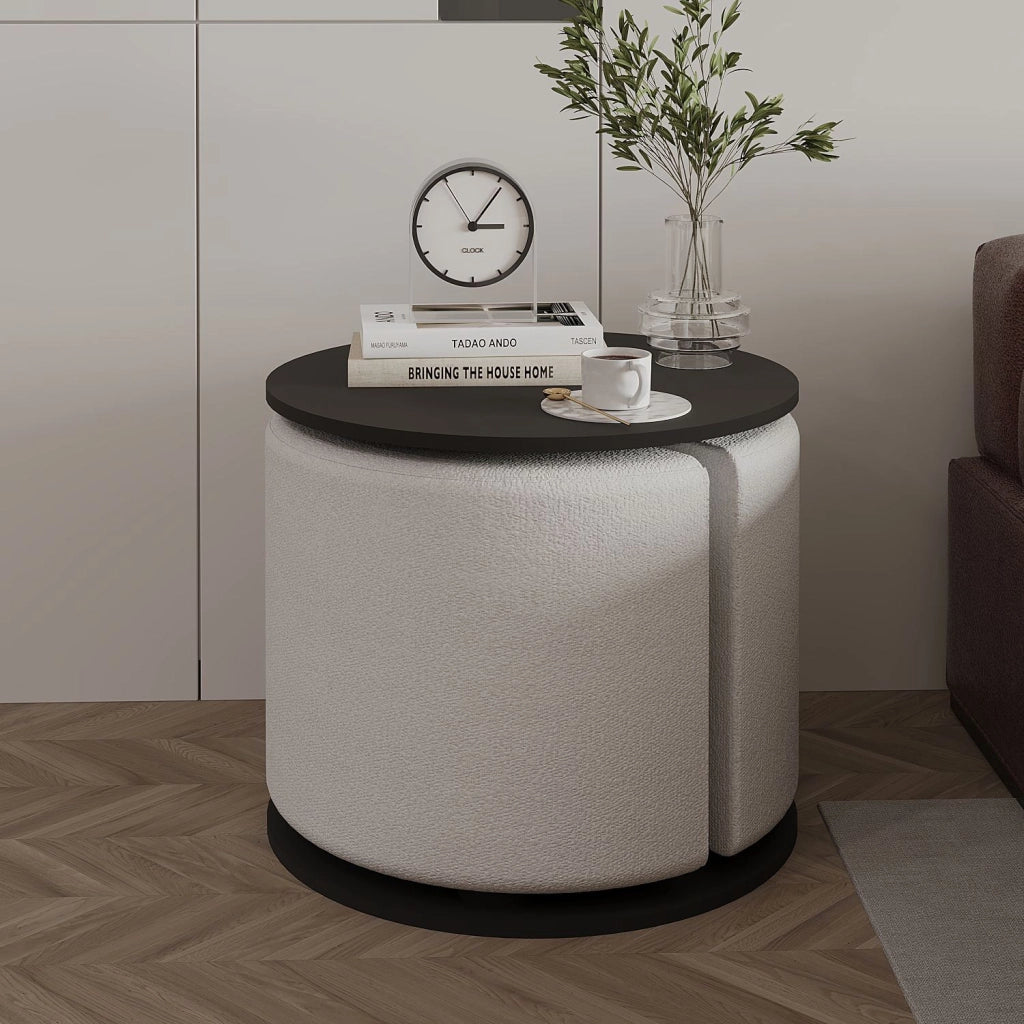 Tavolino "Vexana" con poggiapiedi in legno - 43 x 43 x 47 cm - Grigio antracite
