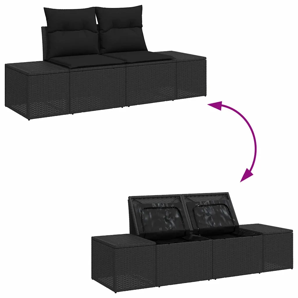 Set Divano da Giardino con cuscino 5 pcs Nero polyrattan 3355692