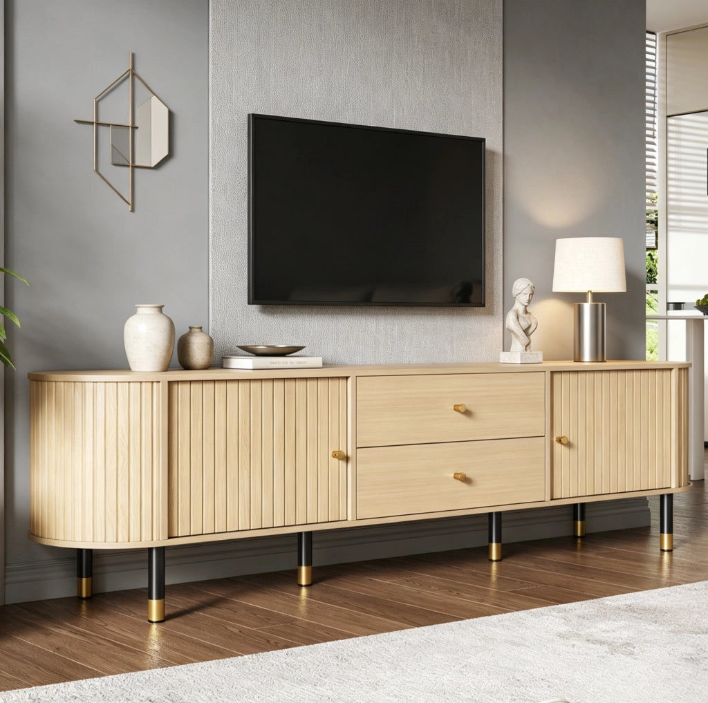 Mobile porta televisore con 2 cassetti e 2 ante scorrevoli 180x40x58 cm
