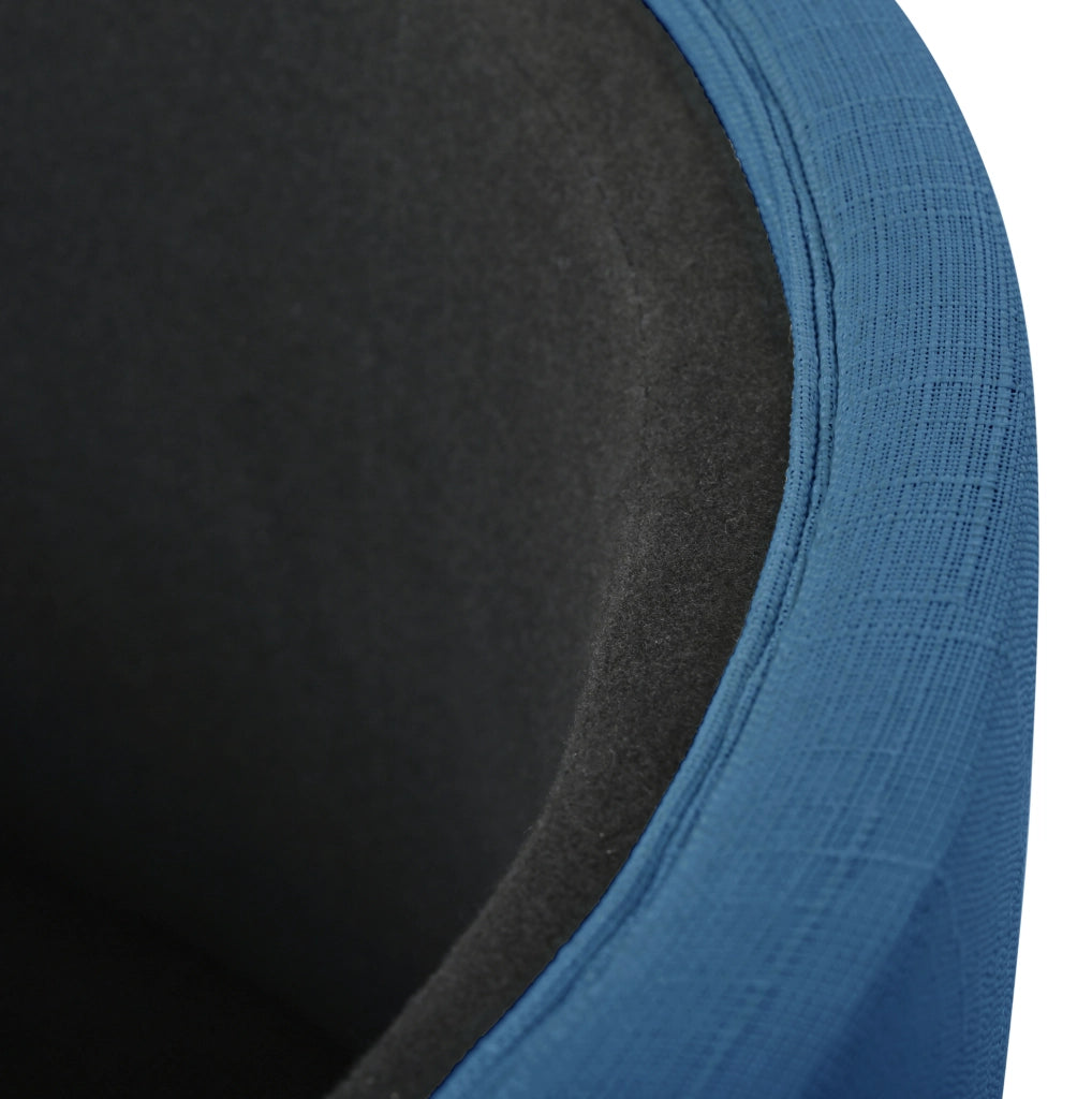 Set di 2 Pouf Nesting con Contenitore, Rivestimento in Lino e Ripiano in Legno, Tavolino Rotondo 58 cm, Blu