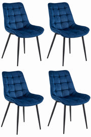 Sedia VALORA BERA - Velluto blu navy con gambe nere x 4