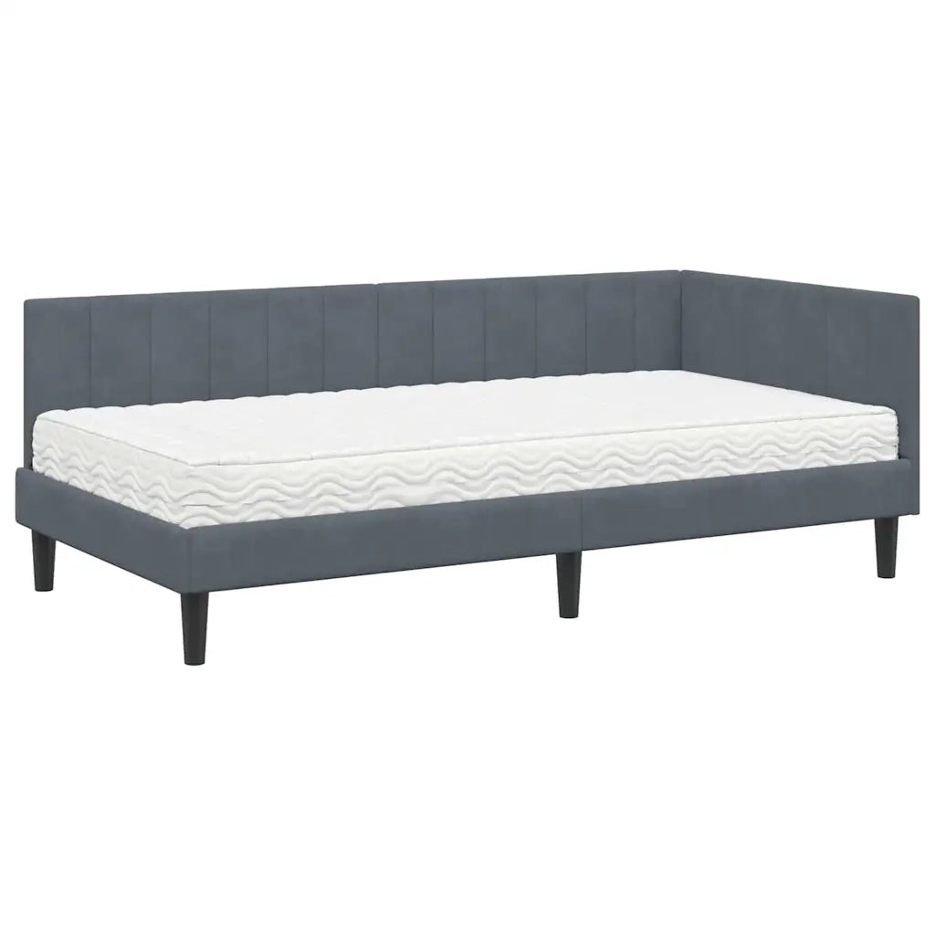 Struttura Letto Angolare con Materasso 2 pcs Grigio Velluto