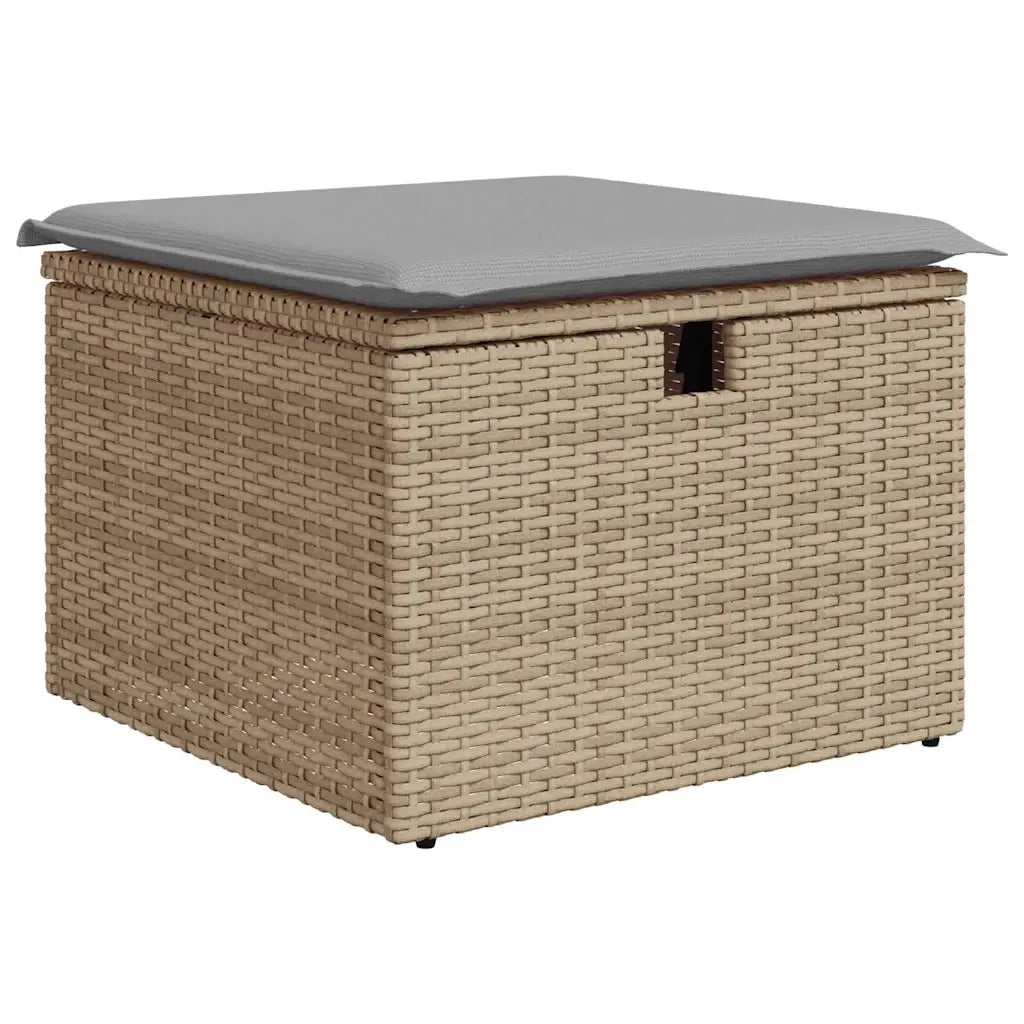 Set Divano da Giardino con cuscino 9 pcs Beige polyrattan