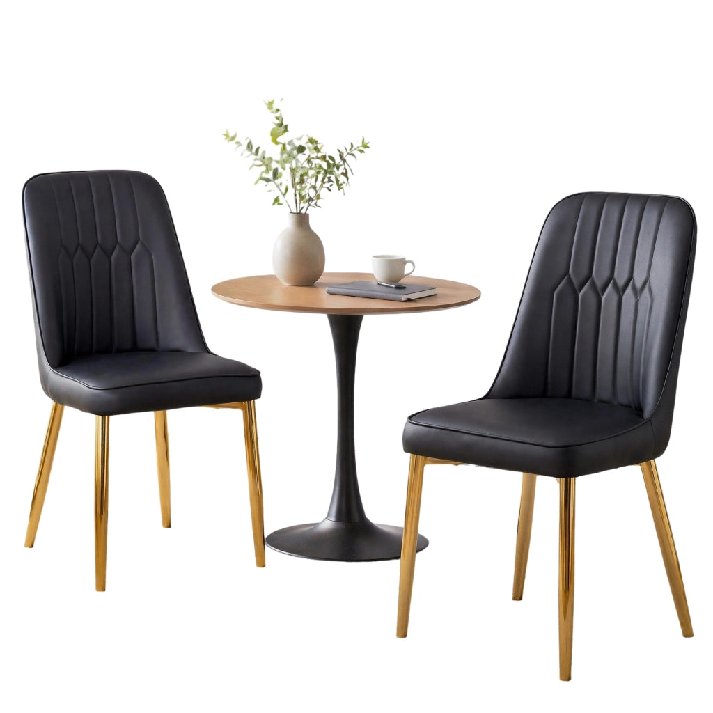 Set di 2 sedie da sala da pranzo 43 x 41,5 x 89 cm nero e oro in PU