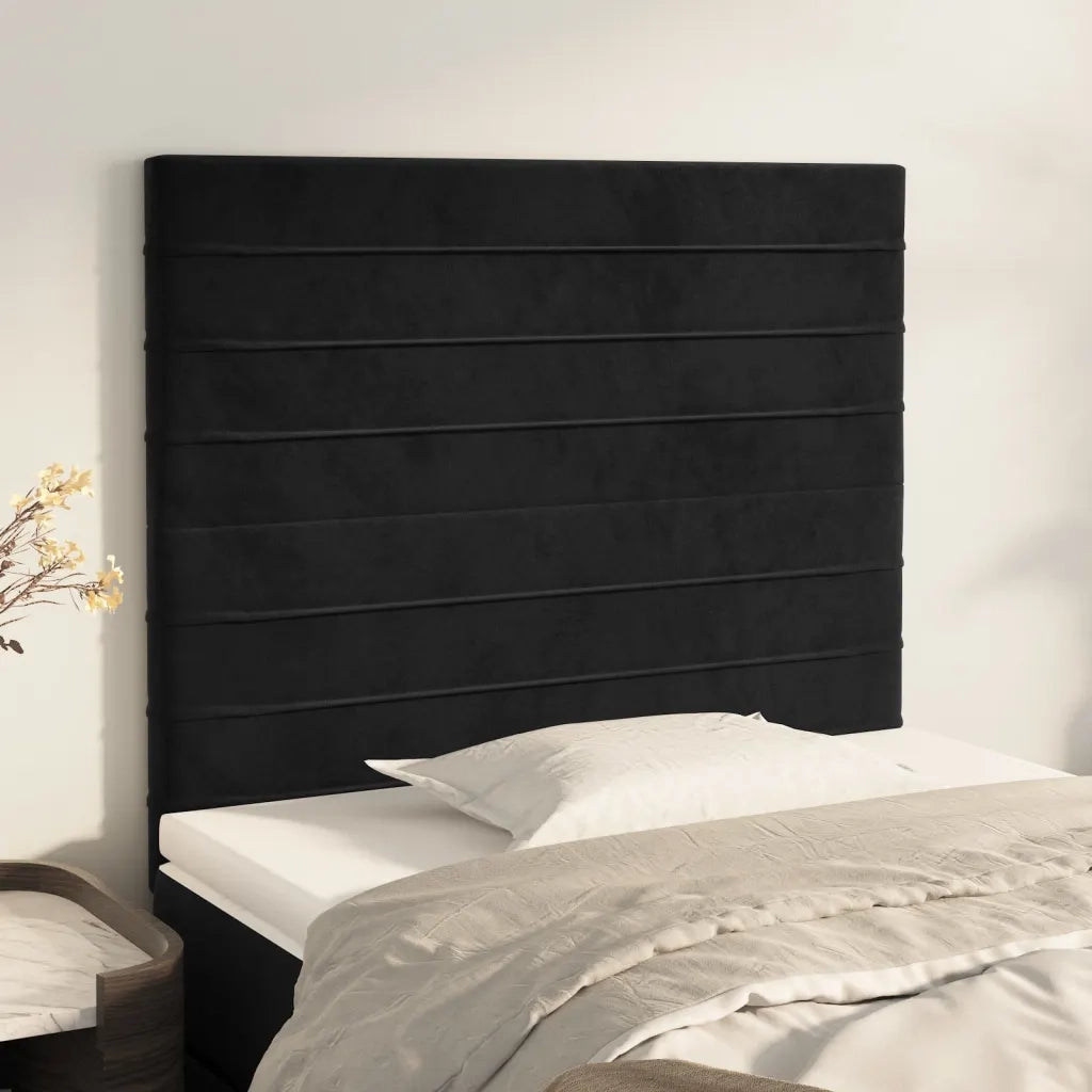 Testiera | Testata Nera 100x5x118/128 cm Velluto