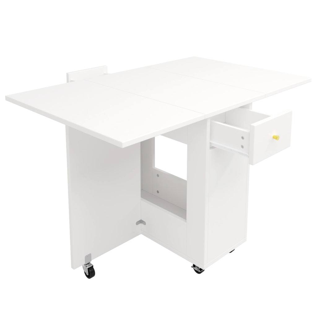 Set cucina con tavolo da pranzo pieghevole e mobile alto in MDF bianco per 2-4 persone con piano di lavoro
