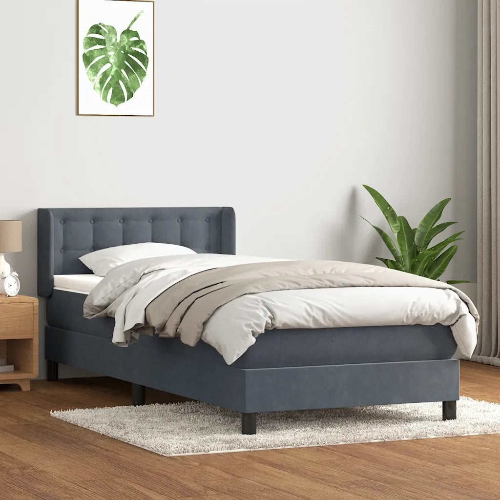 Giroletto a Molle con Materasso Grigio Scuro 80x210 cm Velluto 3318430