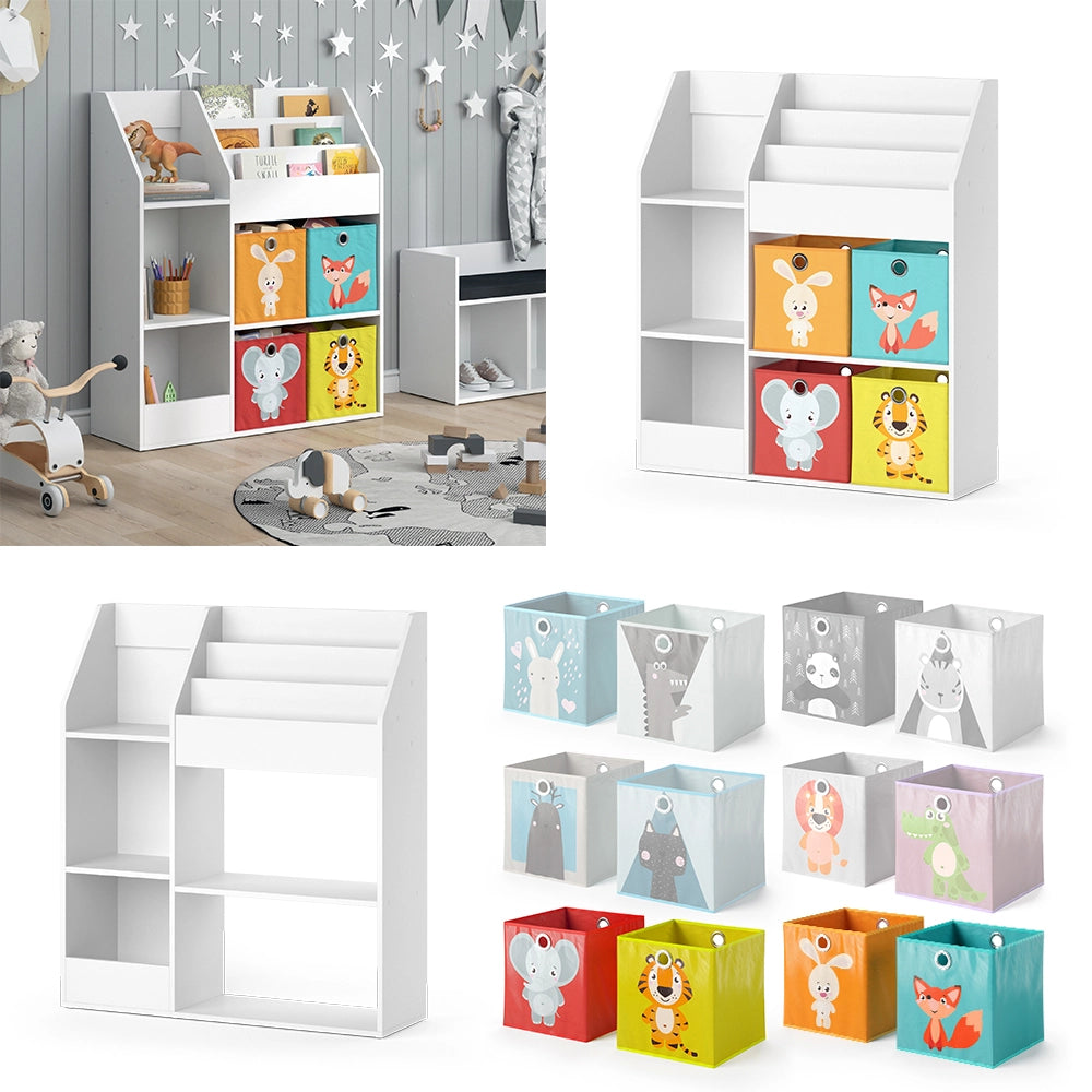Vicco Libreria bambini Bianco 100.4 x 114.2 cm con 4 scatole pieghevoli (colorate)