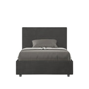 BS COM Letto una piazza e mezza senza rete imbottito 120x210 microfibra grigio