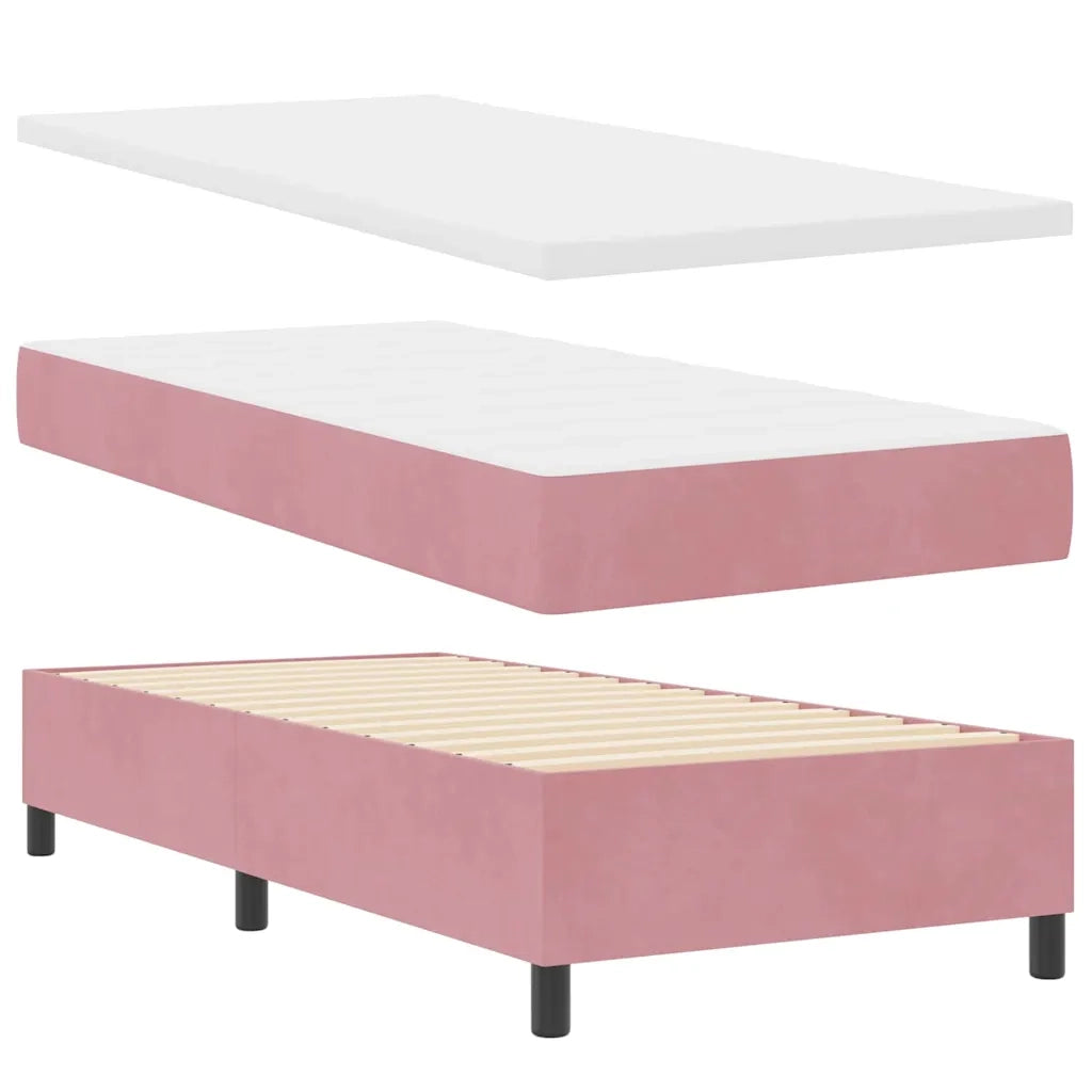 Letto a molle con materasso Rosa 90 x 200 cm Velluto 3341995