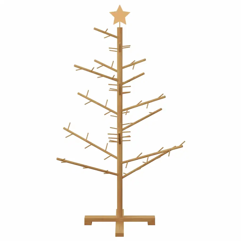 Albero di Natale in legno-Decorazioni natalizie Marrone 125 cm legno-Decorazioni natalizie di pino massello