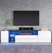 Mobile TV 180x40x45 cm con LED e 2 cassetti in truciolare bianco e nero