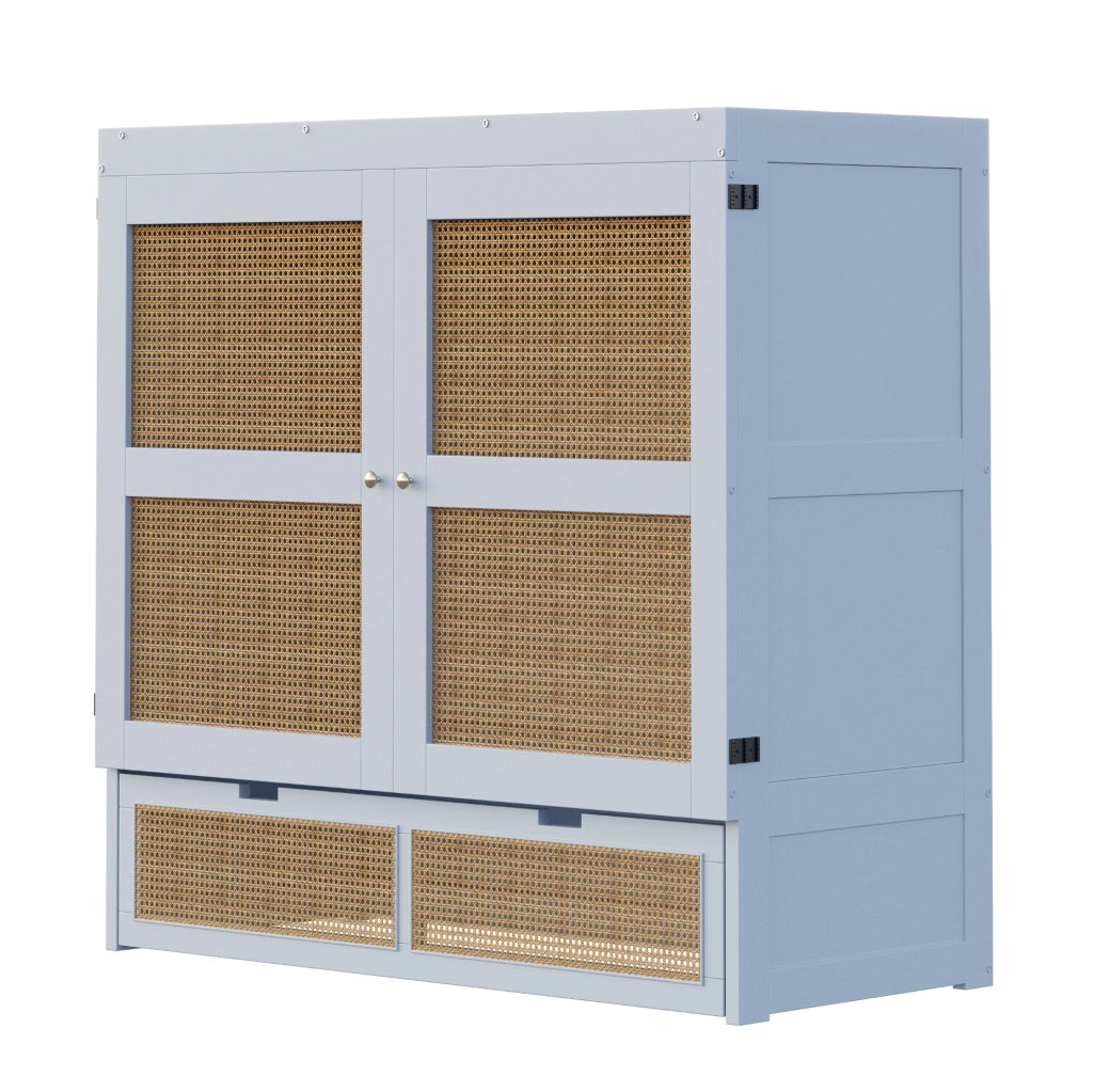Letto a scomparsa verticale 140x200 cm con cassetti in pino, compensato e MDF grigio