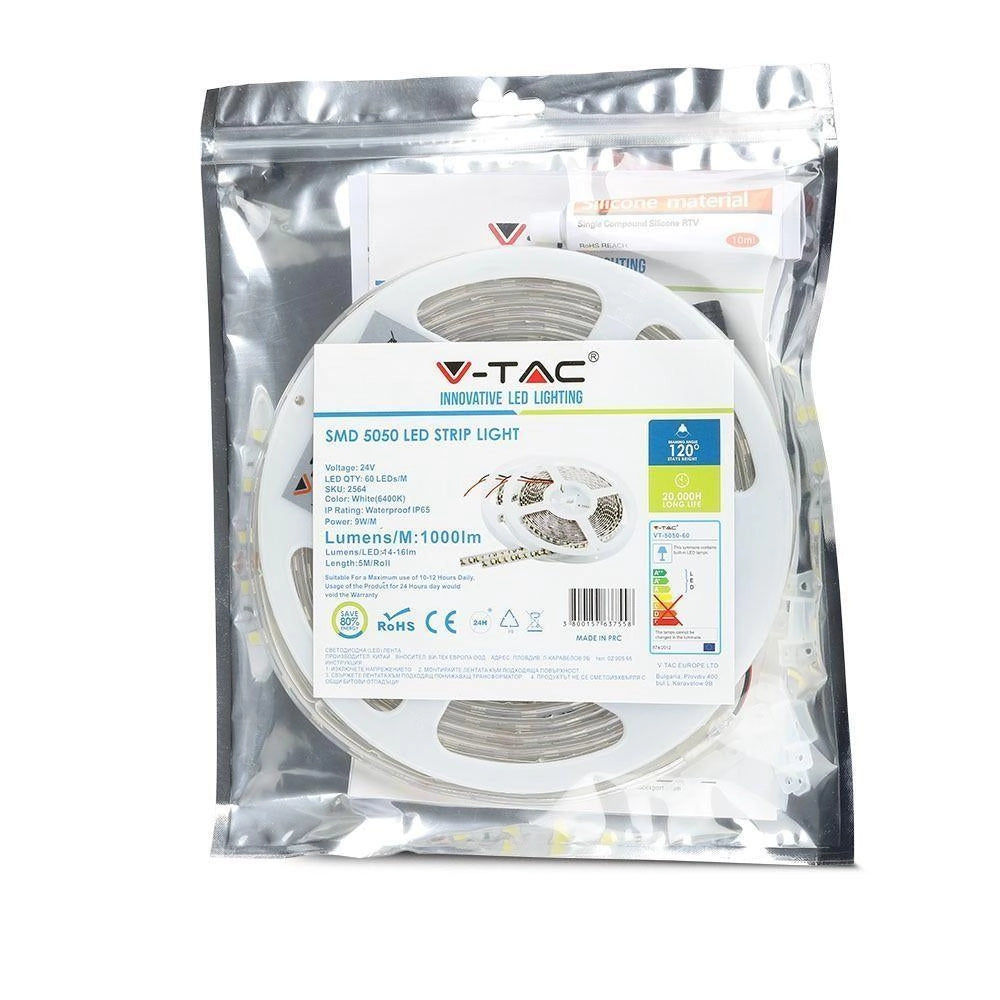 V-TAC Striscia LED 24V IP65 SMD5050 60LED/m 10W/m 6400K 5m