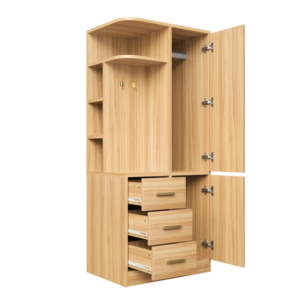 Armadio guardaroba a una porta 70 x 50 x 170 cm in legno; colore legno naturale