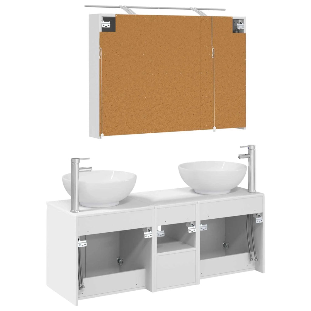 Set di Armadi da Bagno 4 pz Bianco Legno ingegnerizzato 3406495