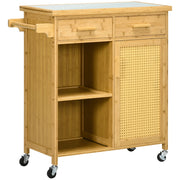 Carrello da cucina in bambu con 2 cassetti e 1 armadio ¨C Minimal ¨C Naturale