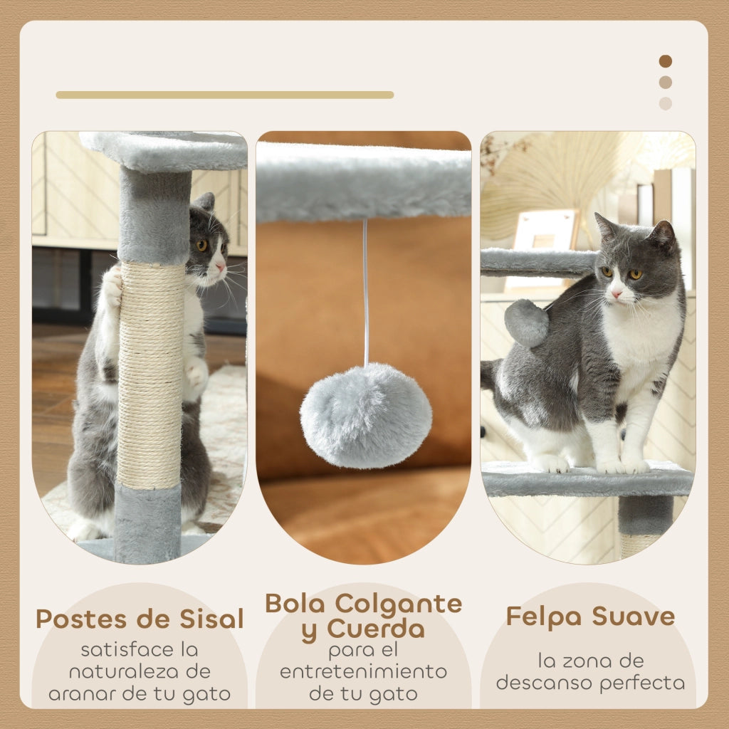 Tiragraffi per Gatti con Sisal e Ripiani ¨C zephmum ¨C 50x30x81,5 cm Grigio