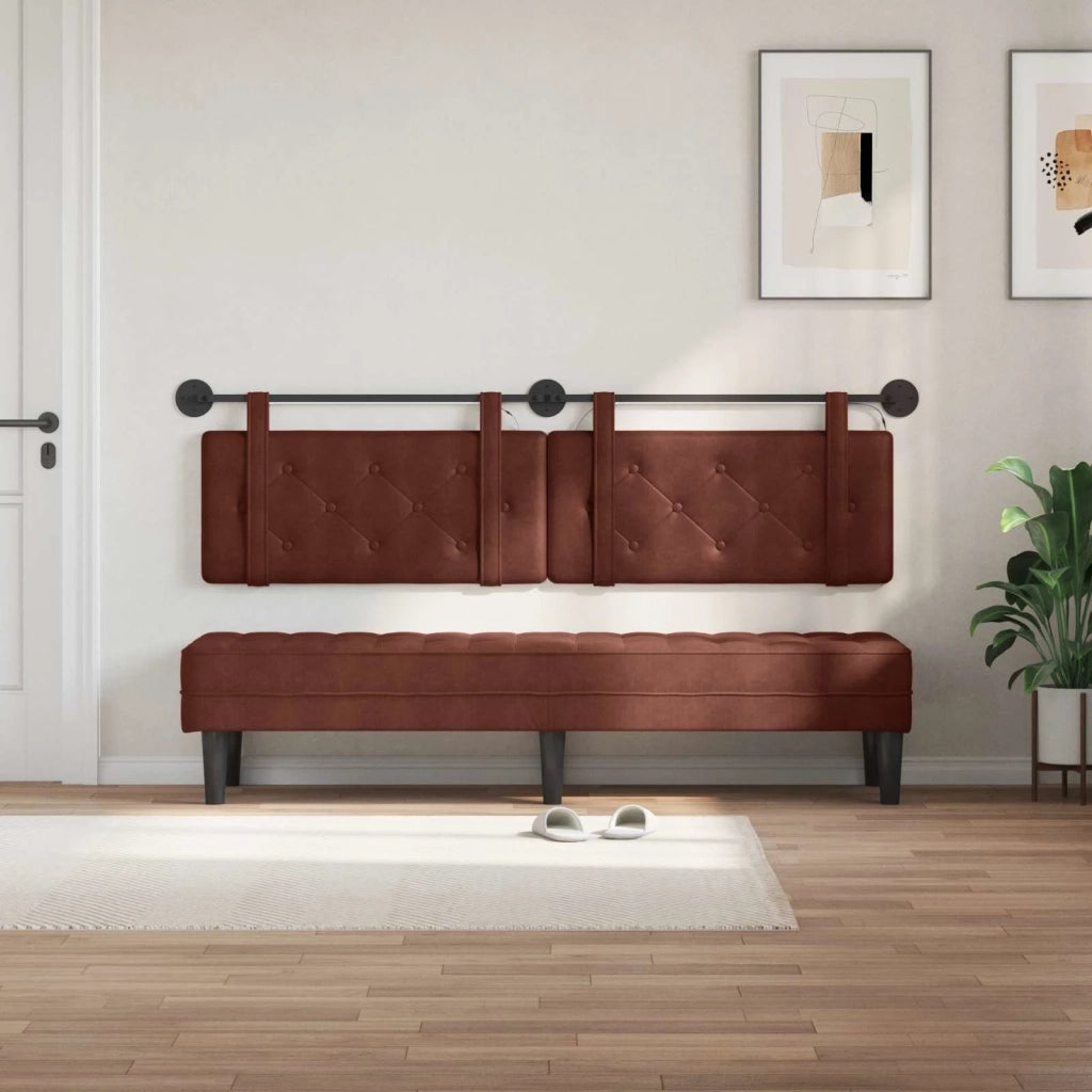 Testiera sospesa Con luce LED Marrone Lucido PU Antico 3424244