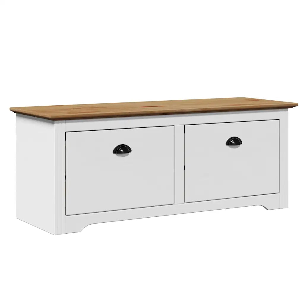 Panca da Ingresso BODO Bianca e Marrone 114x40x45 cm