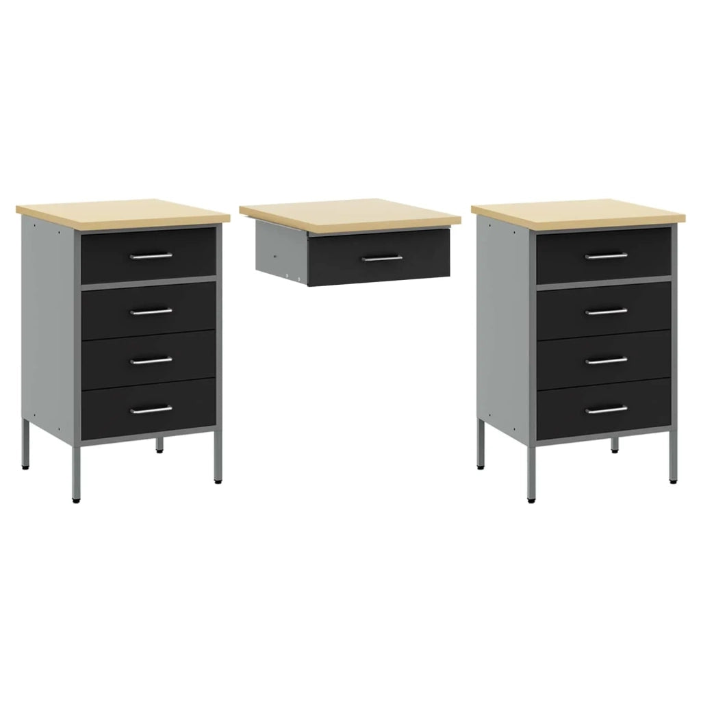 Mobile da lavoro 8 pcs Nero Legno ingegnerizzato e acciaio 3321458