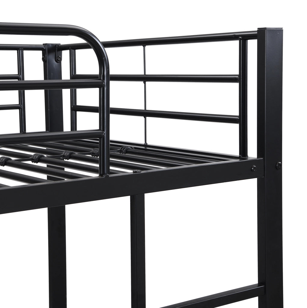 Letto a castello in metallo con letto estraibile; 90x200 cm e 90x190 cm; nero