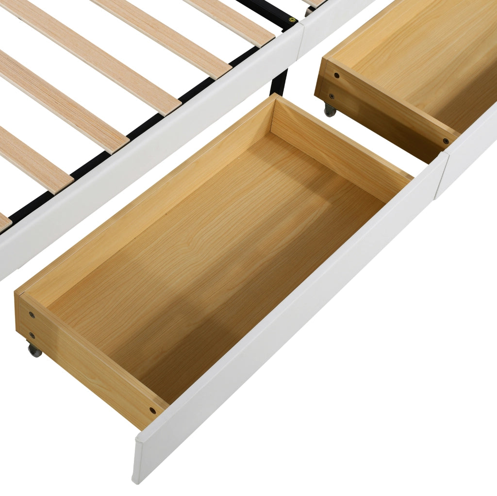 Letto imbottito a forma di conchiglia con LED e 4 cassetti