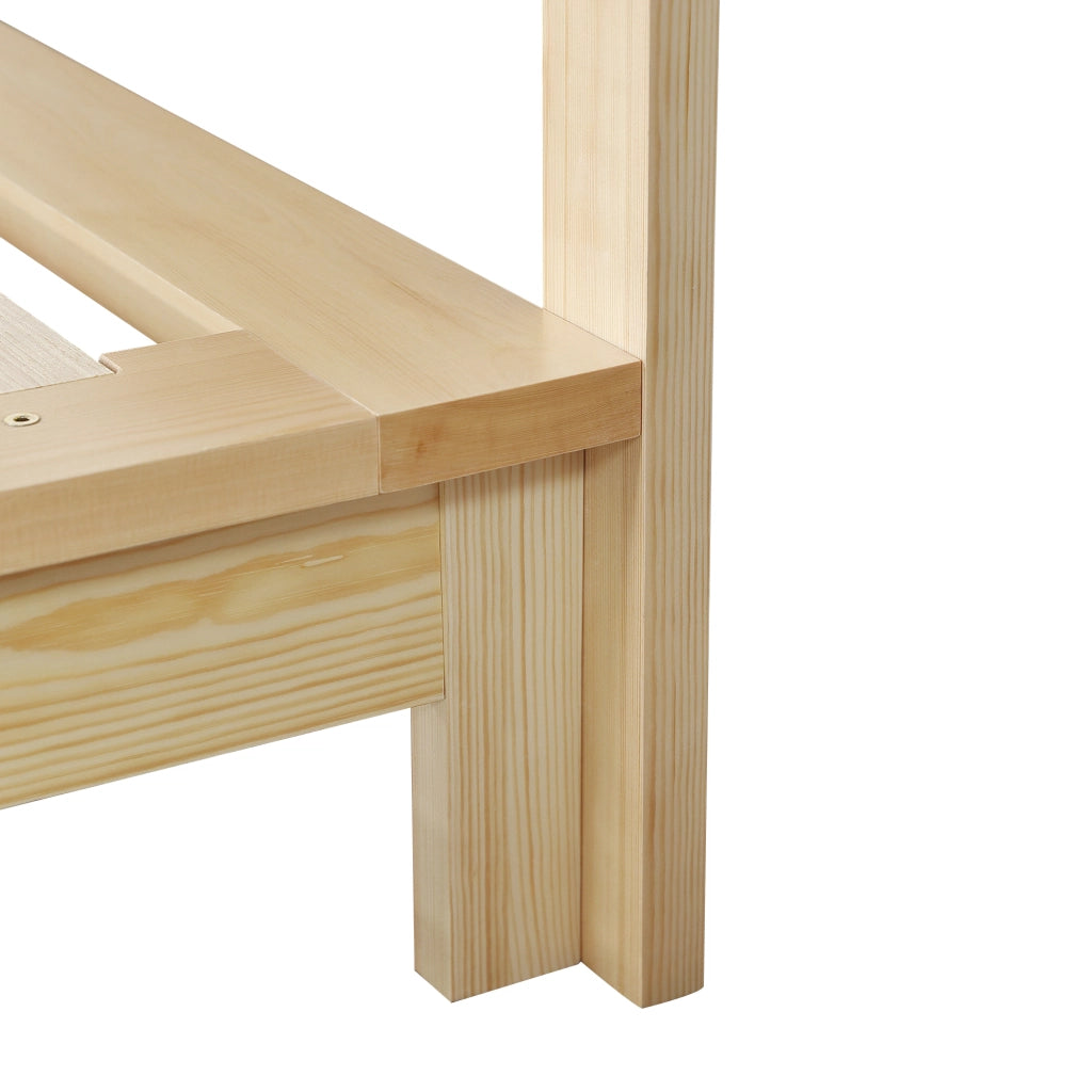 Letto singolo 90 × 200 cm con testiera imbottita con velcro rete a doghe gambe larghe in legno naturale senza materasso