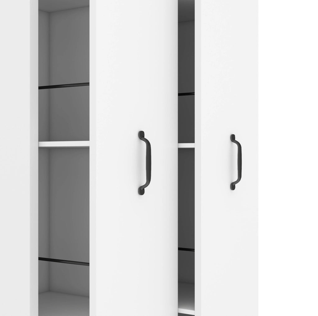 Libreria estensibile bianca con ruote, 4 ripiani