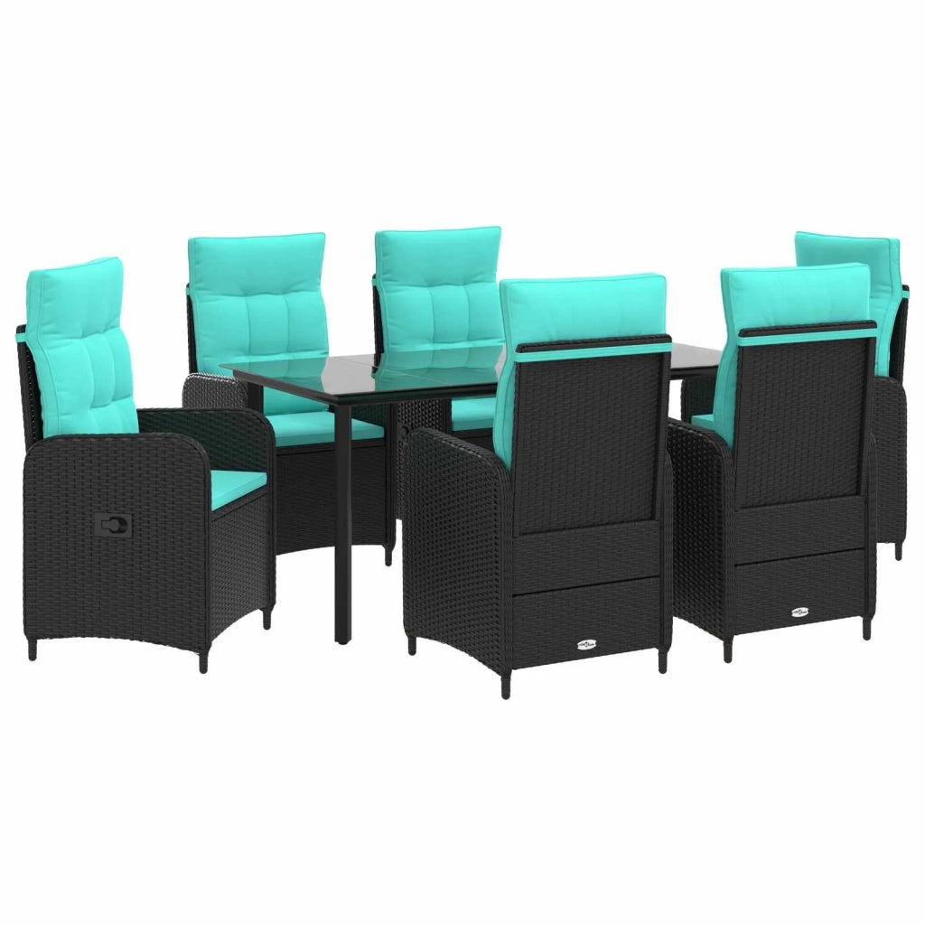 Set da Pranzo per Giardino 7 pz Nero e Turchese 3422489
