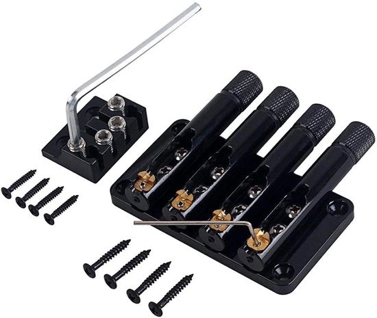 Ponte per chitarra senza manico a 4 corde - Apparecchio per corde a vite - Nero - Sella regolabile - Adatto per chitarristi - I
